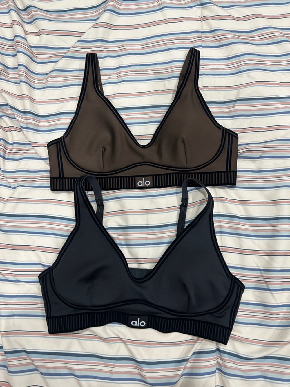 ALO Yoga Bralette Duo — Black & Brown
